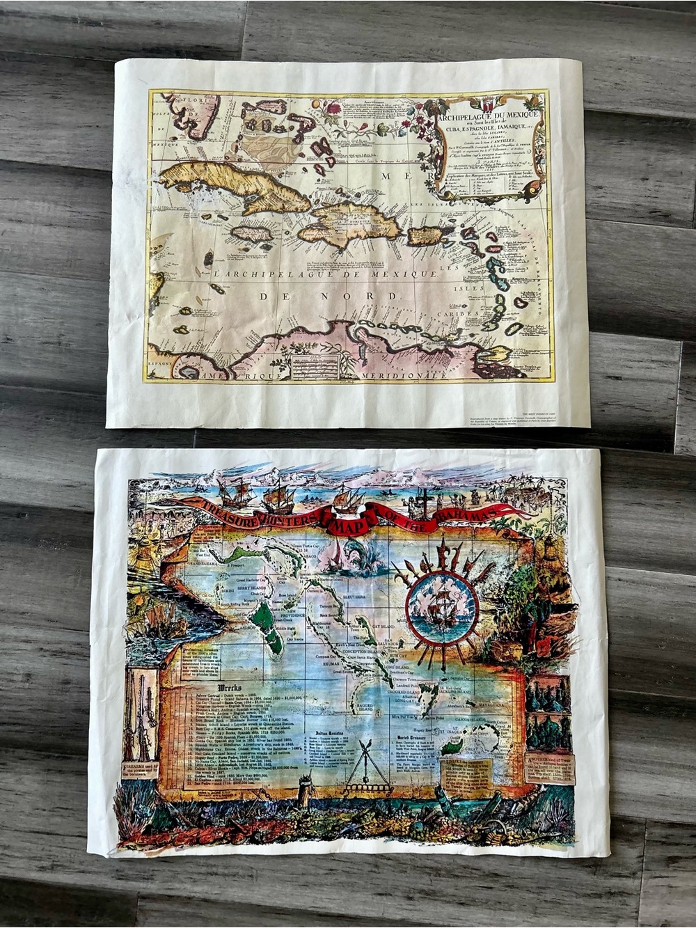 Vintage 1980s Maps of the Caribbean Treasure Hunters Map Bahamas Gulf Cuba